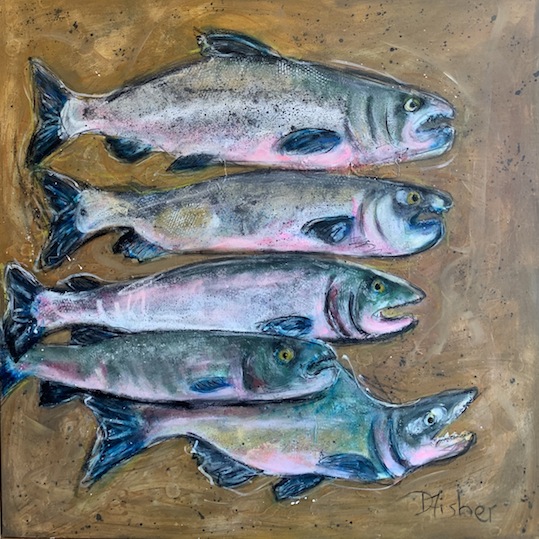 Denise Fisher | Salmon | Mixed Media |McAtamney Gallery and Design Store | Geraldine NZ